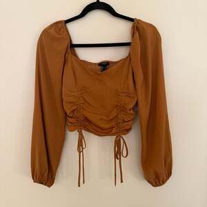 Forever 21 Ruched Off the Shoulder orange Crop Top